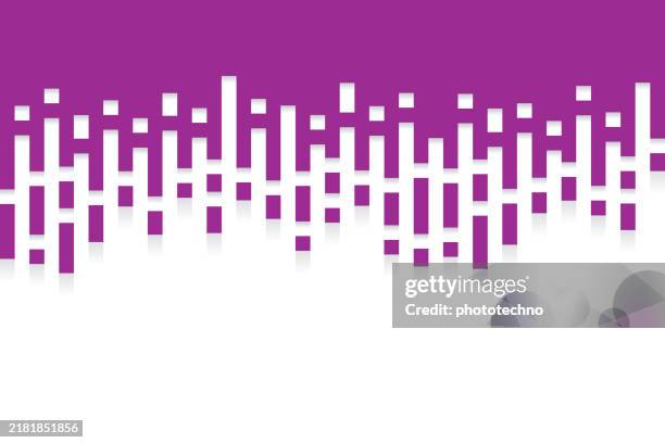 abstract vector background with white tones. abstract color vertical stripes lines transition on purple background with copy space. the ends of the lines and elements are square shapes. - merging lines stock illustrations