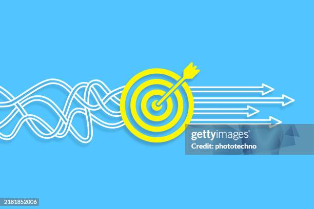 stockillustraties, clipart, cartoons en iconen met goal solution concept on blue background. - aspiraties