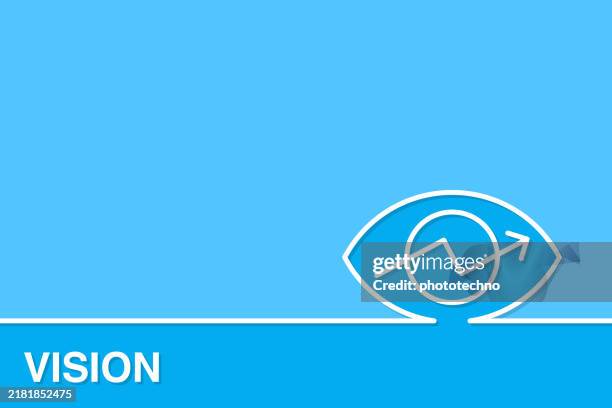 illustrations, cliparts, dessins animés et icônes de concepts de vision avec œil linéaire sur fond bleu - iris scanner