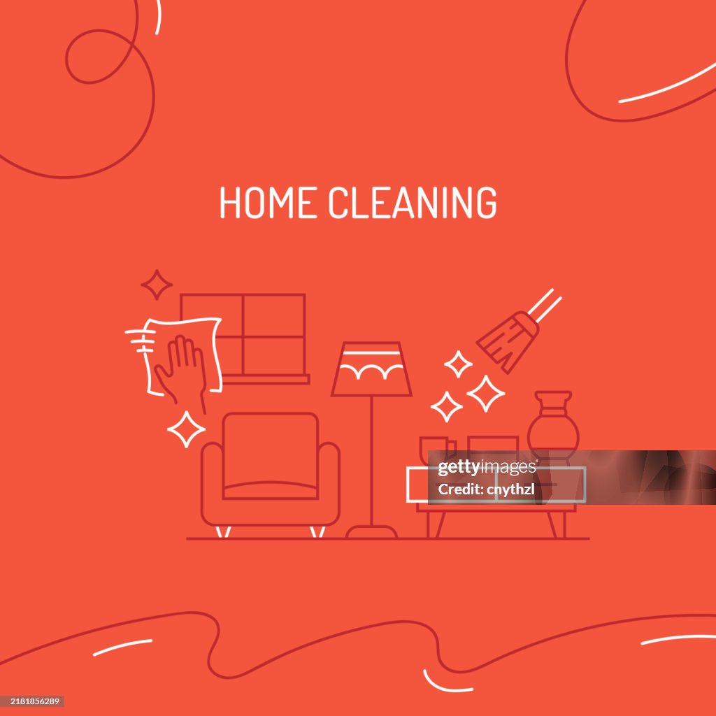 Home Cleaning Related Conceptual Vector Illustration