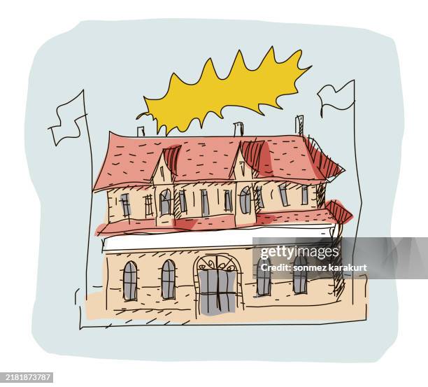 cute consulate, government building - embassy stock illustrations