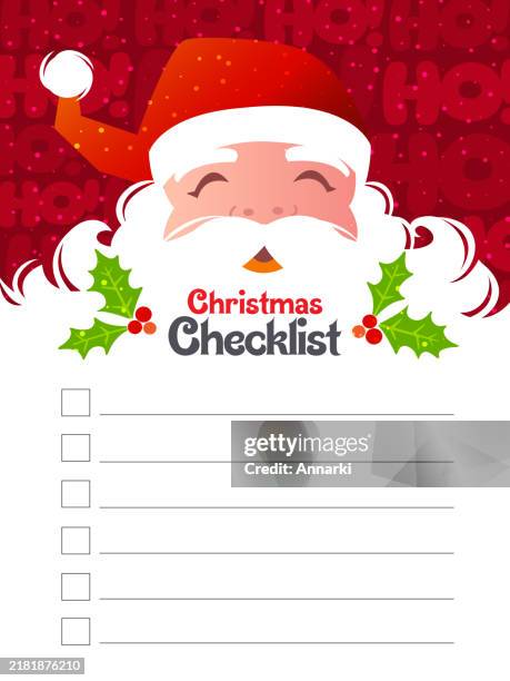 christmas checklist with vector illustration of santa claus - candy cane letters stock illustrations
