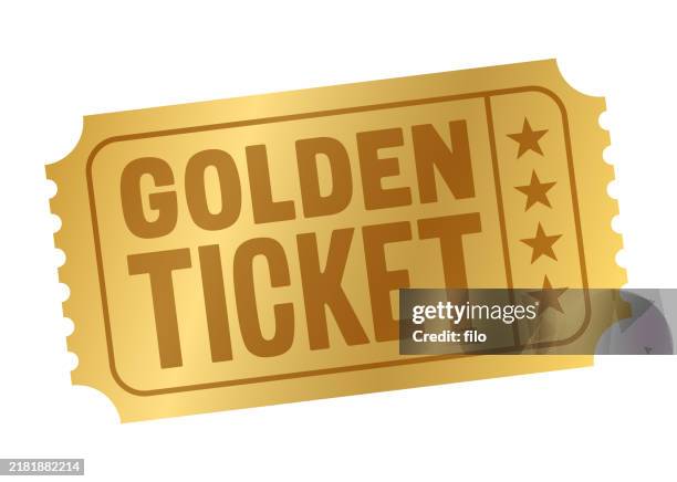 ilustraciones, imágenes clip art, dibujos animados e iconos de stock de golden entrada de - ticket