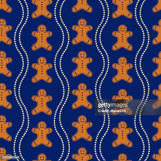 Gingerbread Diamond Pattern Rows Of Gingerbread Man Seamless Pattern High-Res Vector Graphic ...