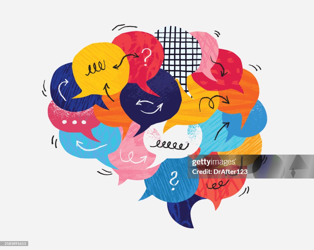 Speech Bubbles Forming Brain Communication Concept