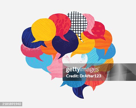 Speech Bubbles Forming Brain Concept Speech Bubbles Forming Brain Concept