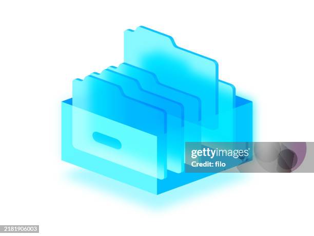 stockillustraties, clipart, cartoons en iconen met database document file server transparent glassmorphism file folder 3d design - documenten-archiveren