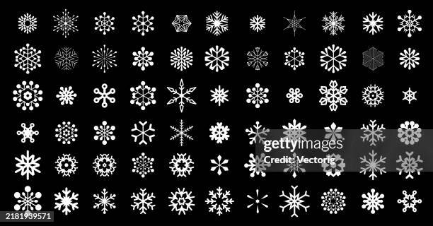 illustrations, cliparts, dessins animés et icônes de flocons de neige ensemble d’illustrations - cristaux