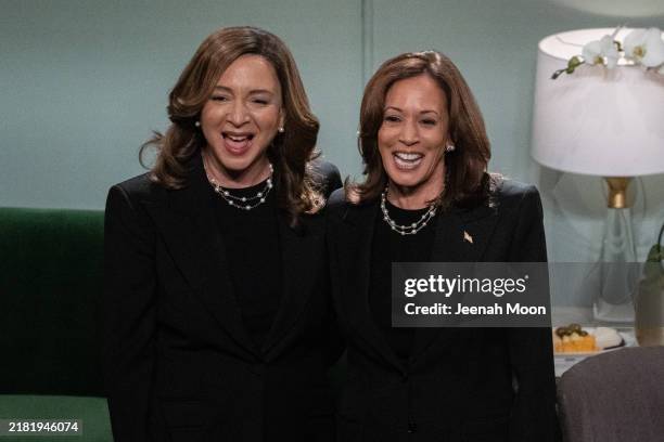 Maya Rudolph and Democratic Presidential nominee Vice President Kamala Harris appear on NBC's Saturday Night Live November 2, 2024 in New York City....