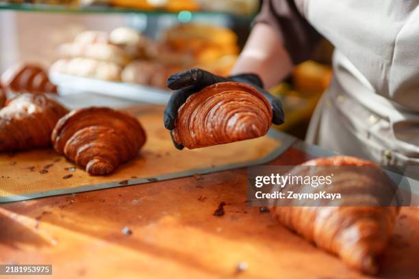 close up to croissants. - croissant stock pictures, royalty-free photos & images