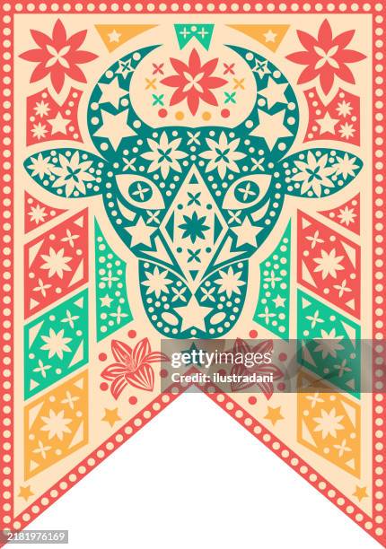 ilustrações de stock, clip art, desenhos animados e ícones de bumba my ox flag cutout - festa junina