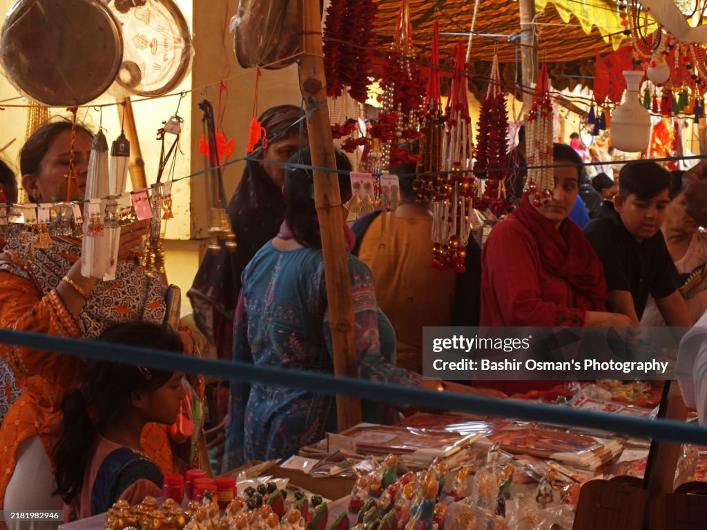 Market stalls selling goods for Diwali