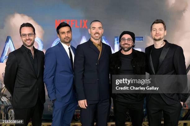 Andrei van Roon, Dylan Jadeja, CEO, Riot Games, Marc Merrill, Brandon Beck and Christian Linke attend the Netflix Arcane LA Premiere at The Egyptian...