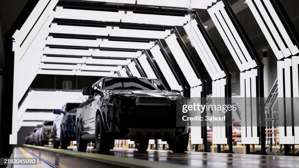 new cars at the factory - autofabrik stock-fotos und bilder