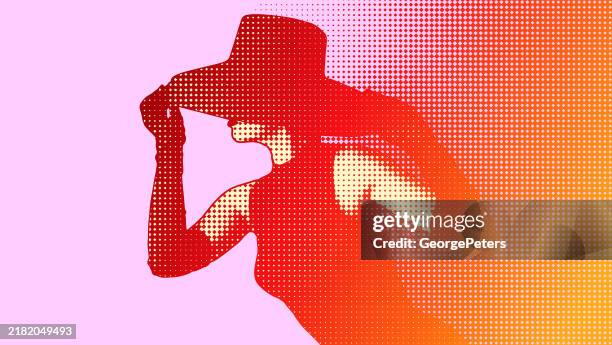 fashionable woman with half tone background - online dating stock illustrations