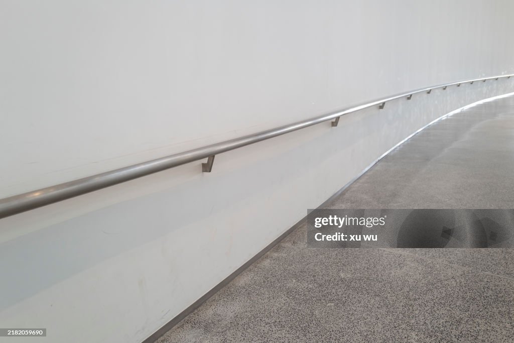 Interior architectural space, empty wall balustrade