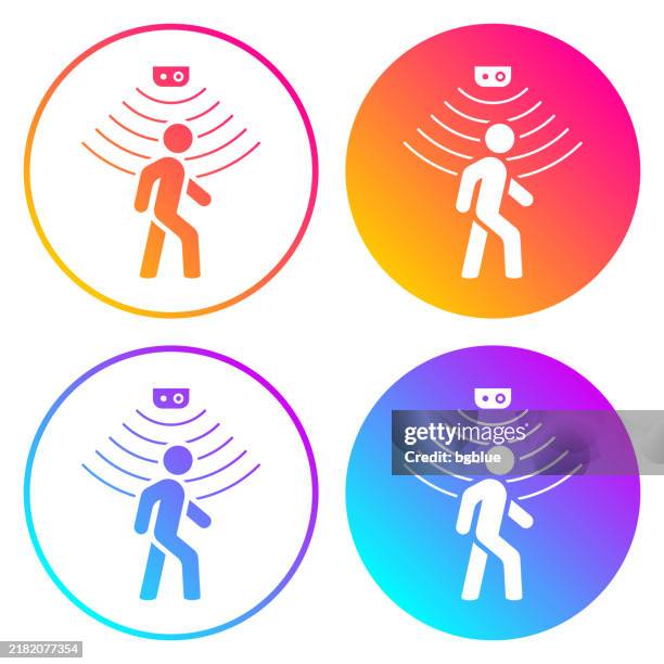 motion sensor. round icons with color gradients - electronic sensor stock illustrations