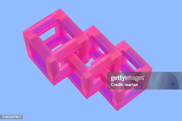 continuous intersecting cubes, 3d rendering - ilusión fotografías e imágenes de stock