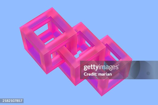 Continuous intersecting cubes, 3D rendering Continuous intersecting cubes, 3D rendering