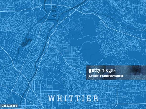 whittier ca city vector road map blue horizontal - la habra ca stock illustrations