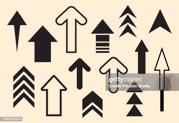 up arrows icons. different black arrows sign. scroll or swipe up. - curved arrow stock illustrations