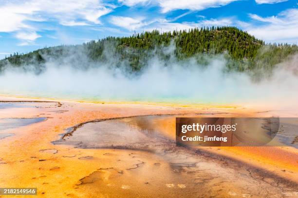 grand prismatic spring overlook in yellowstone national park, wyoming, usa - grand prismatic spring stock pictures, royalty-free photos & images