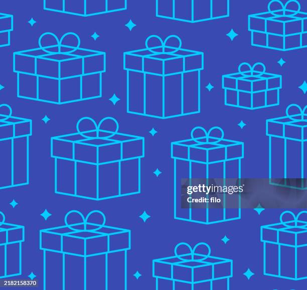 seamless tileable gift present holiday background pattern - christmas generosity stock illustrations