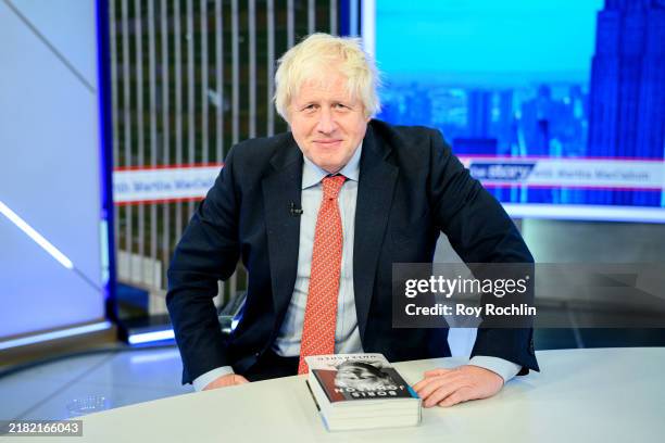 Former Prime Minister of the United Kingdom Boris Johnson visits "The Story" with Martha MacCallum at Fox News Channel Studios on October 31, 2024 in...