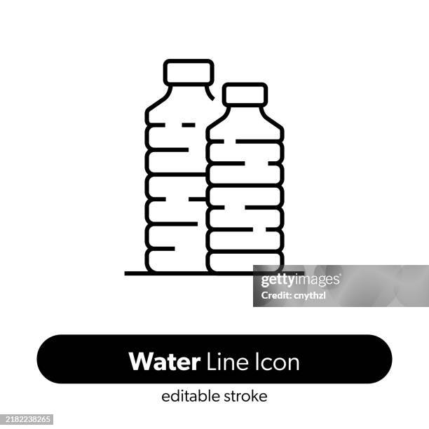 water line icon. editable stroke vector icon. - water bottle stock illustrations