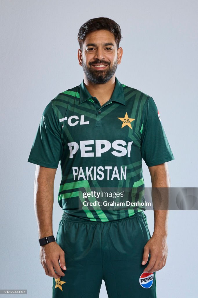 Pakistan Rauf Haris Rauf of Pakistan poses during a Pakistan ODI Headshots Session ...