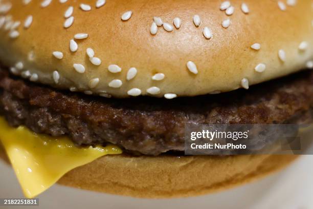 McRoyal burger, known as Quarter Pounder, is seen in this illustration photo taken at McDonald's restaurant in Jawornik, Poland on November 4, 2024.