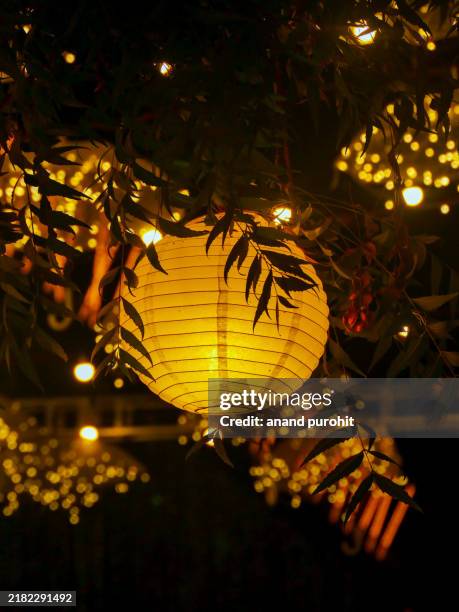 paper lantern led lighting colourful vibrant abstract background - nightlife stock pictures, royalty-free photos & images