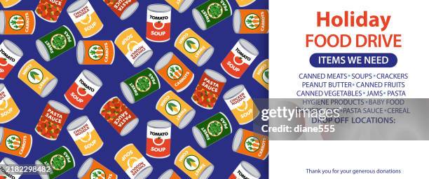 nonperishable food drive collection web banner template - soup stock illustrations