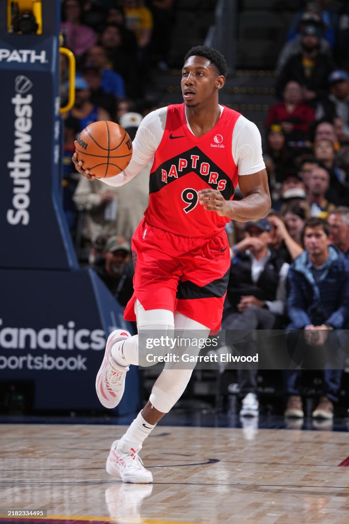 Toronto Raptors Rj Barrett RJ Barrett of the Toronto Raptors dribbles the ball during the game ...