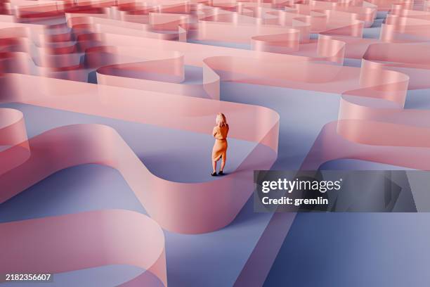 businesswoman standing in vr environment - fronteira imagens e fotografias de stock