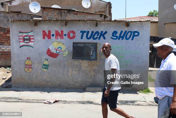 View of N.N.C Tuck Shop during a visit to the family of the nine-year-old girl who tragically passed away after suspected poisoning in Alexandra on...