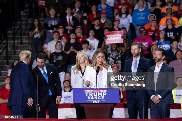 Closing Rally Former US President Donald Trump, from left, Michael Boulos, husband ...