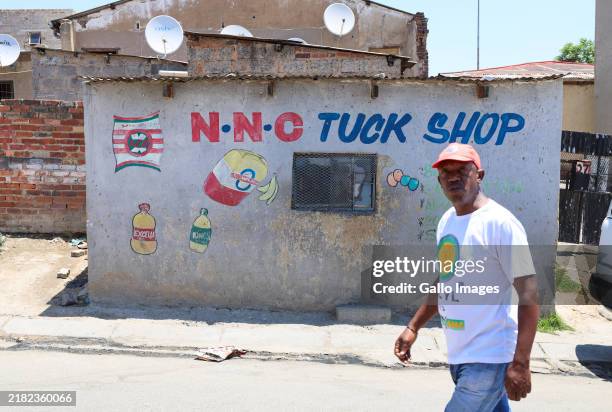 View of N.N.C Tuck Shop during a visit to the family of the nine-year-old girl who tragically passed away after suspected poisoning in Alexandra on...