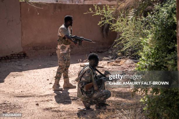 Sudanese army soldiers patrol an area in Khartoum North on November 3, 2024. Sudan's war erupted in April 2023 between the regular army led by Burhan...