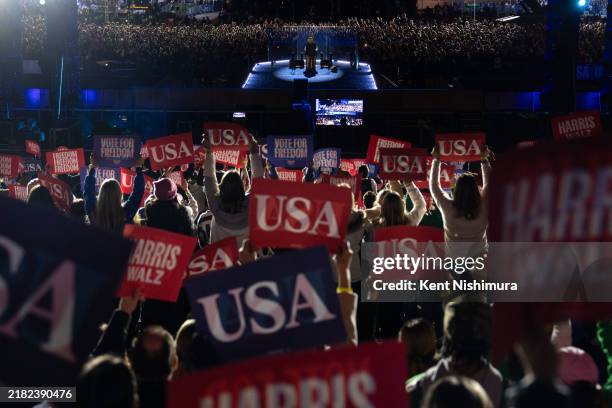 Democratic presidential nominee, U.S. Vice President Kamala Harris speaks during the closing rally of her campaign at the base of the iconic "Rocky...
