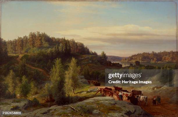 Landscape from Kuru in Evening Light, 1858. Creator: Werner Holmberg.
