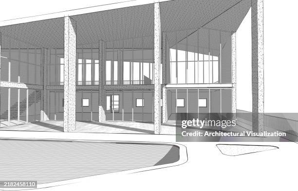 Architect Hand Drawing Sketch Perspective Of A Large Luxurious Villa ...