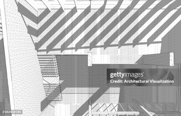 architect hand drawing sketch plan perspective of a large luxurious villa house with swimming pool - architect building model stock illustrations