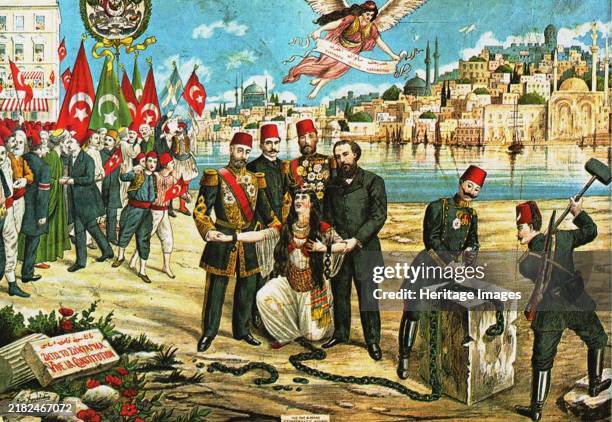 Young Turk Revolution: Liberty, Equality, Fraternity, 1908. Private Collection. Creator: Christidis, Sotiris .