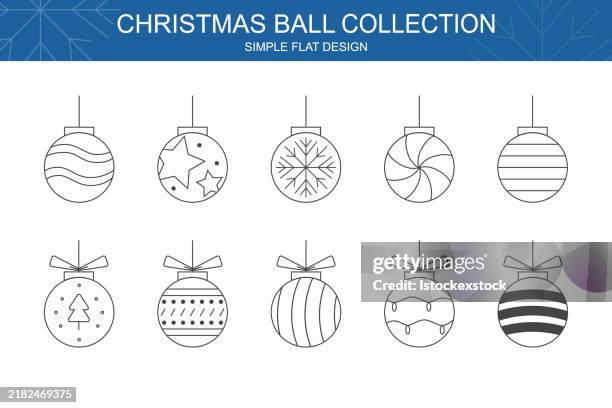 christmas ball icon set on isolated background. - snowball stock illustrations