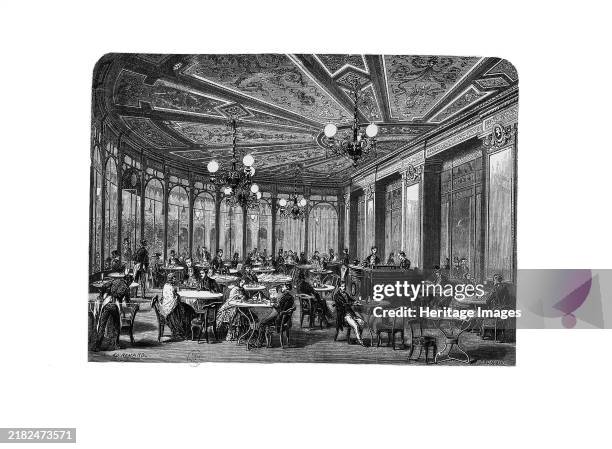 Le café de la Rotonde au Palais-Royal. Private Collection. Creator: Renard, Edouard .