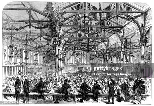 The Scott Centenary Banquet in the Corn Exchange, Grassmarket, Edinburgh, 1871. The celebration...of the hundredth anniversary of Sir Walter Scott's...