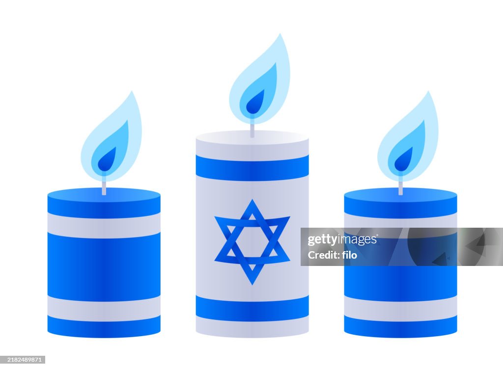 Israel Star of David Jewish Candle Remembrance Hanukkah Holiday Design Element Symbol