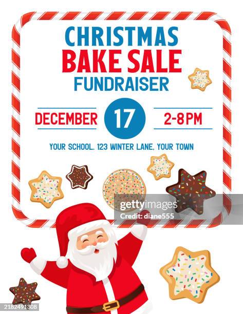 christmas bake sale fundraiser flyer template - bake sale stock illustrations