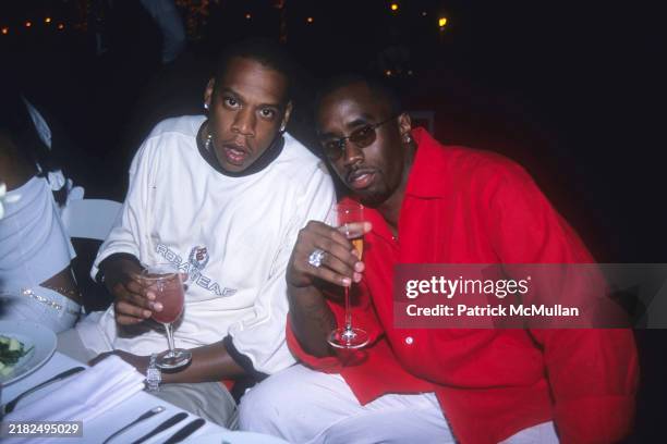 Jay-Z and Sean Combs attend Puffy's Fourth of July Party at Sean Combs' House on July 2, 2000 in East Hampton, NY.